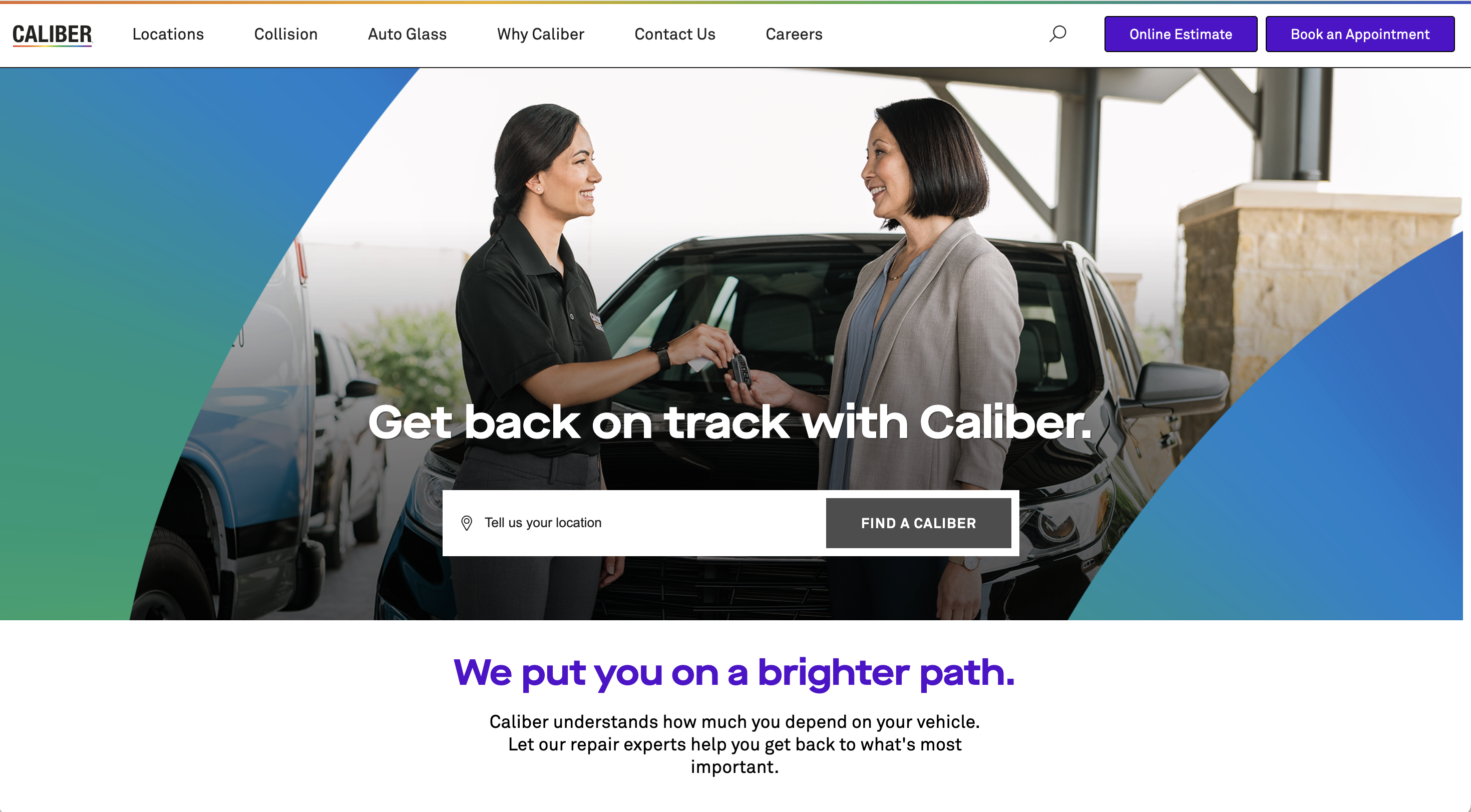 Caliber Collision website — unified homepage